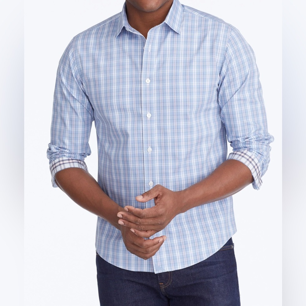 UNTUCKit Blue Plaid Casual Button Down Shirt